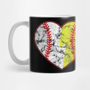 distressed Softball Baseball Heart designer Mug